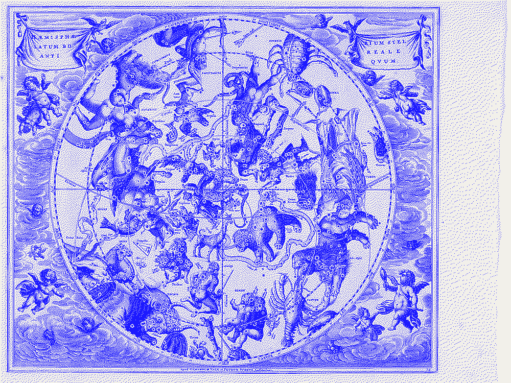 Celestial map of the northern constellations, 17th-century engraving